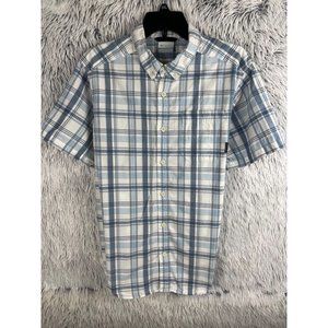 Columbia Shirt Mens Medium Blue Plaid Short Sleeve Button Down Regular Fit Top